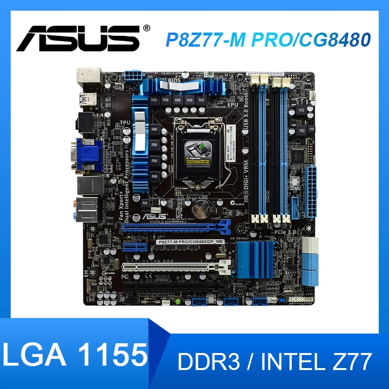 

Материнская плата Asus P8Z77-M PRO/CG8480/DP_MB, LGA 1155 DDR3 Intel Z77 Core i7i5i3 Celeron Pentium cpus PCI-E 3,0