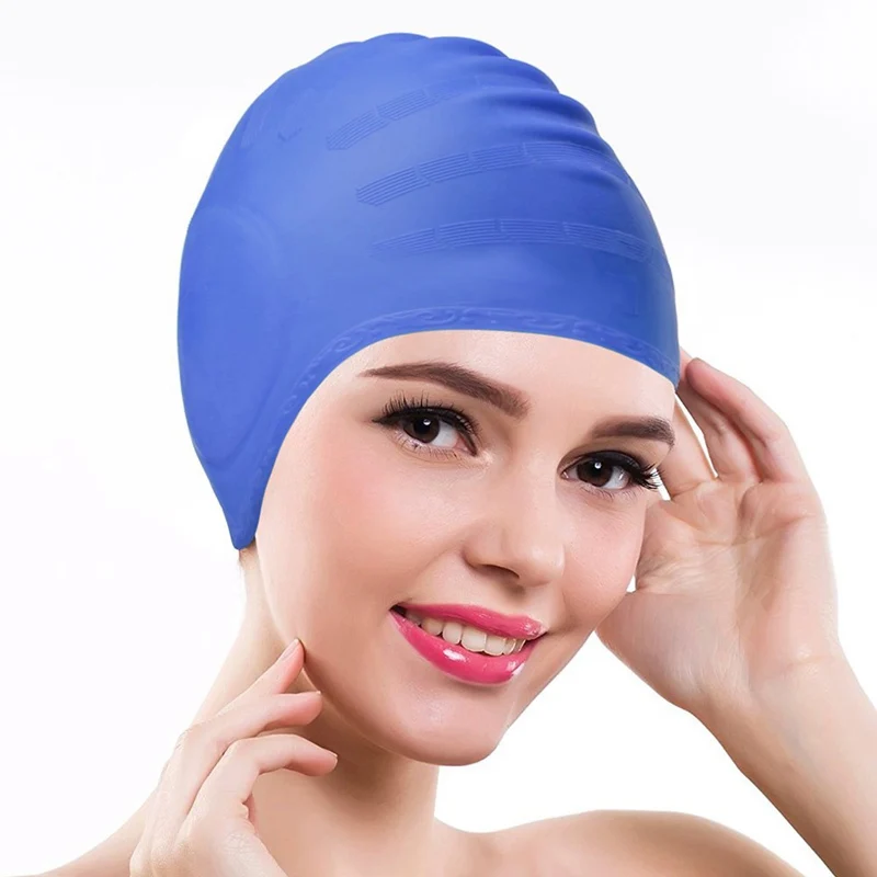 Шапка для плавания Selfree для взрослых, мужская, женская, мужская, водонепроницаемая, с длинными волосами, большая силиконовая шапка для плава...