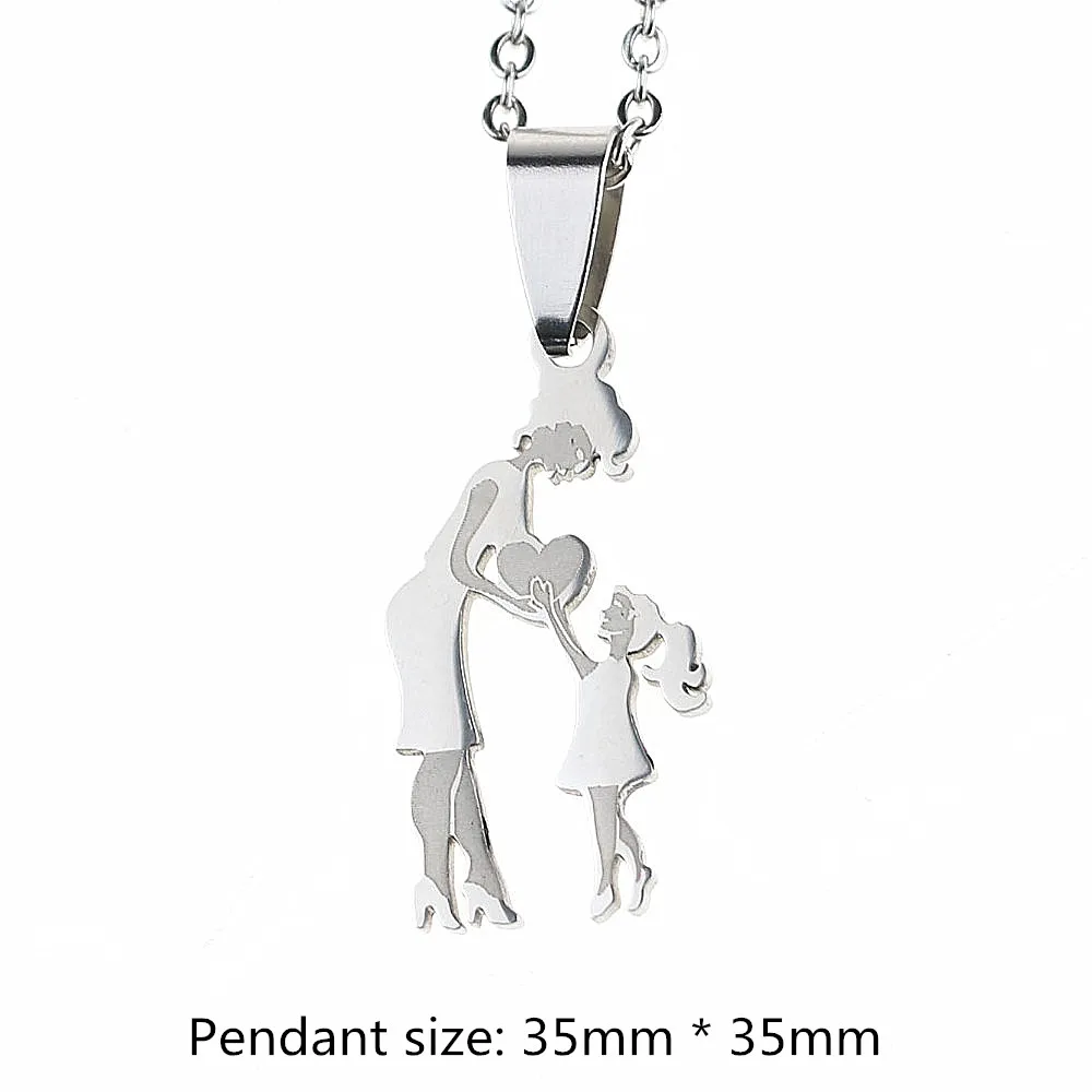 Простое Ожерелье из нержавеющей стали подвеска для мамы и дочки Очаровательное