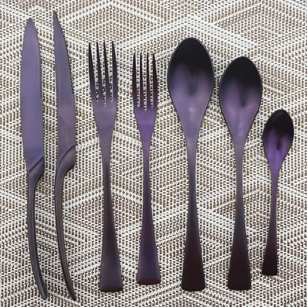 Фиолетовый многоразовый набор посуды высокого качества металлический столовый