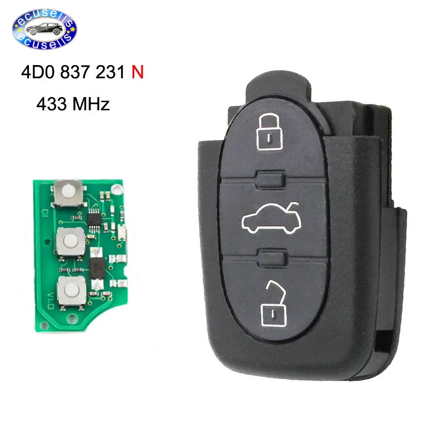 3 кнопки 433 92 МГц/433 МГц/434 МГц дистанционный ключ 4D0 837 231 N для Audi A6 TT|buttons buttons|buttons