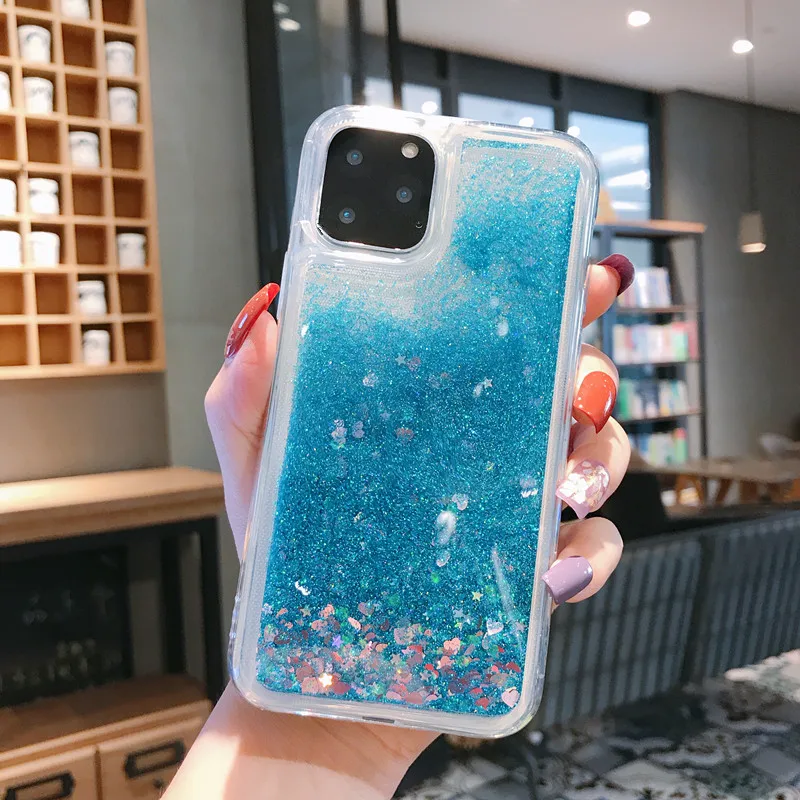 Чехол с сыпучим песком для iPhone 11 12 Pro Max движущийся Блестящий динамический жидкий