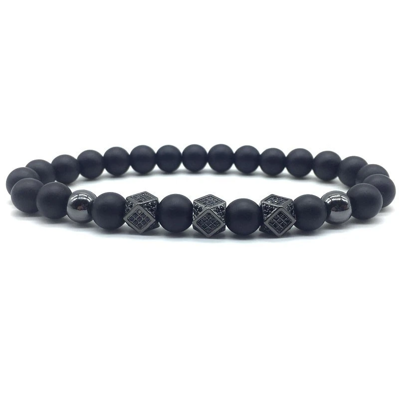 Fashion New Charm Bracelet Men Pave Cubic Zirconia Geometric Matte Beads For Jewelry Gift Pulsera Hombre | Украшения и аксессуары