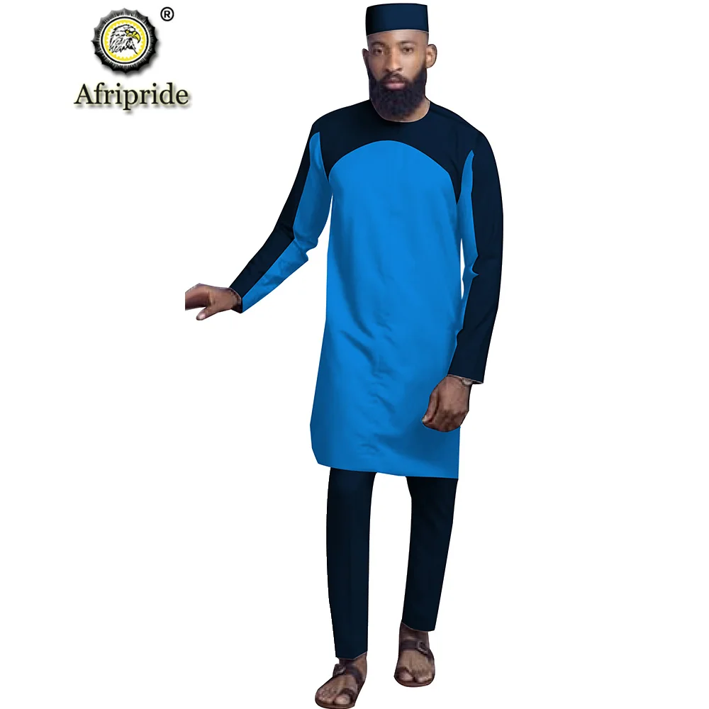 African Clothing for Men Shirts Pants and Hat 3 Piece Tribal Set Dashiki Outfits Ankara Suit Tracksuit Wear AFRIPRIDE S1916054