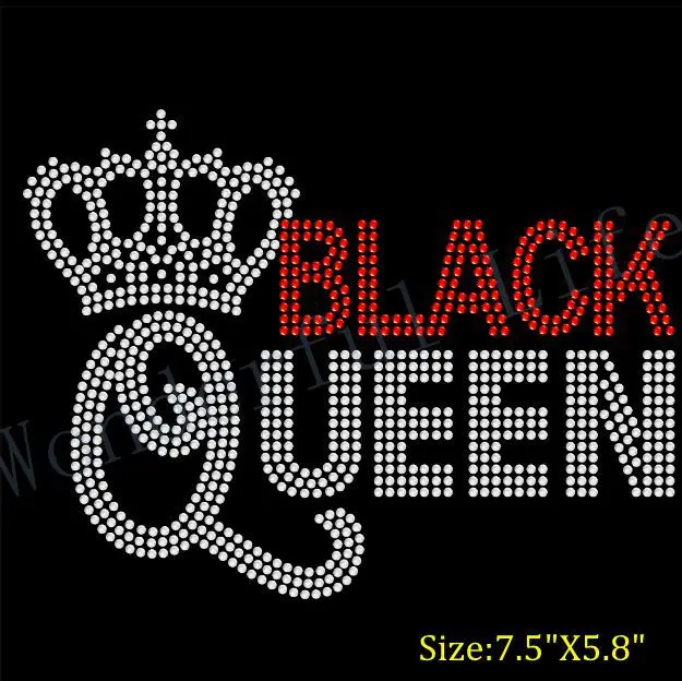 

Free Shipping Crown Tiara Black Queen Black Pride Rhinestone Iron Transfer Design Bling Transfer Hot Fix Iron On