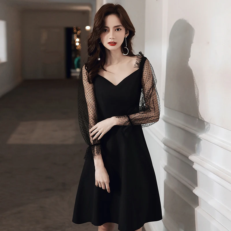 Соблазнительные Черные коктейльные платья элегантное женское платье с поясом