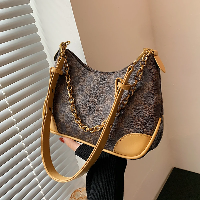 

Luxury Brand letter vintage 2021 Fashion New Tote bag Quality PU Leather Women Designer Handbag Chain Shoulder Messenger bag