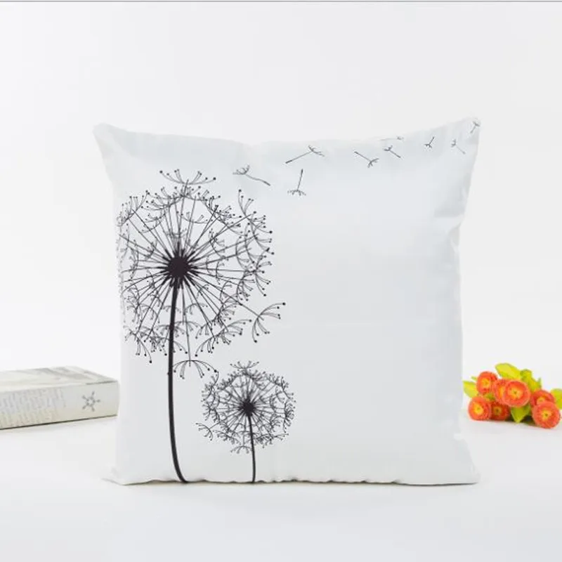 Новый дизайн Одуванчик маленькая свежая Автомобильная подушка черно белая