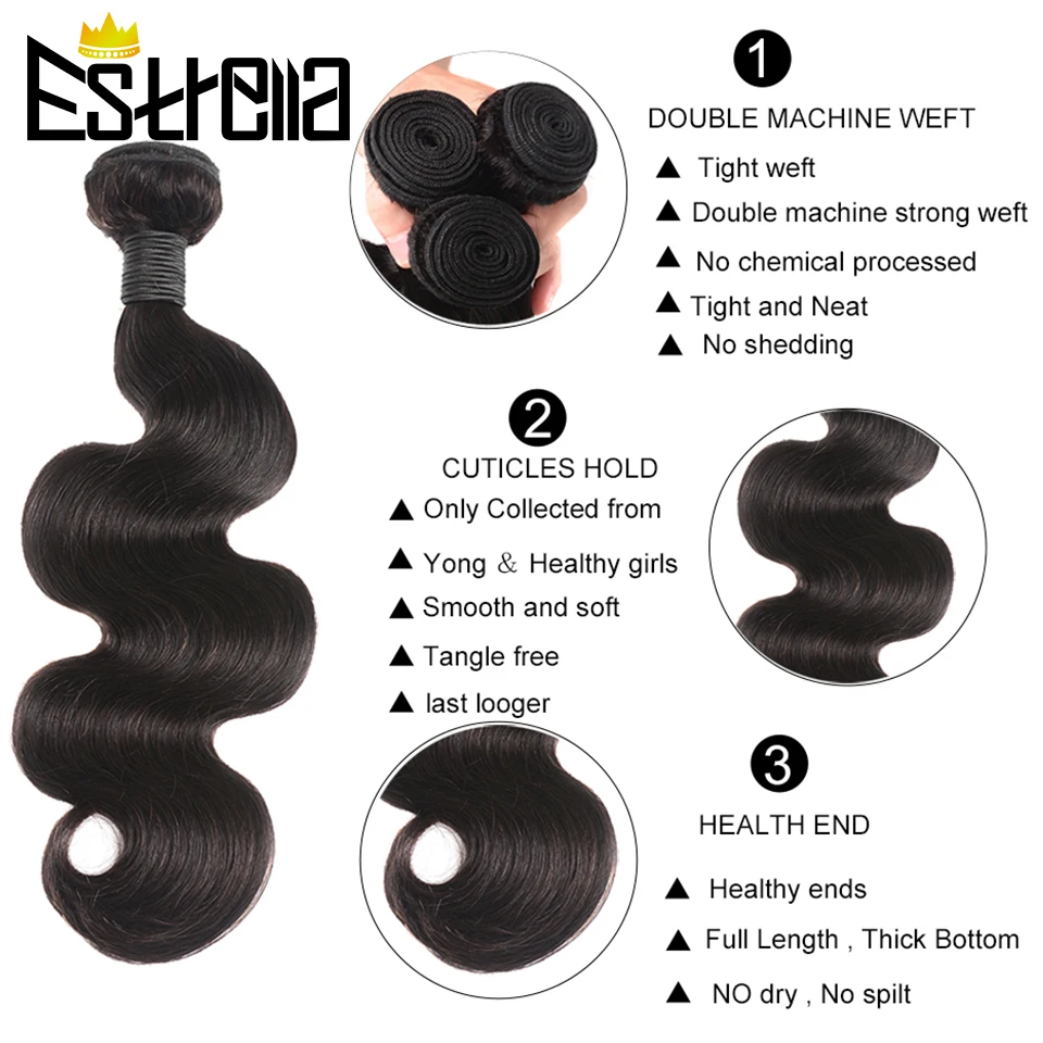 Волнистые пучки с застежкой человеческие волосы бразильские волос и закрывающие