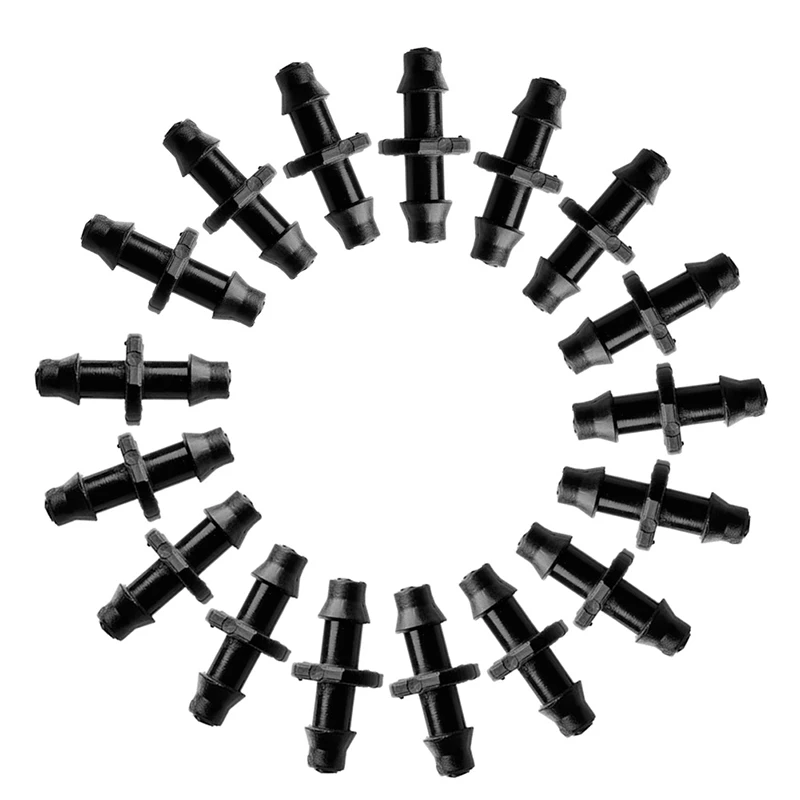 

H051 100PCs Barbed Connector Double Way 1/4" Fr 4/7mm Hose Garden Drip Irrigation Hot