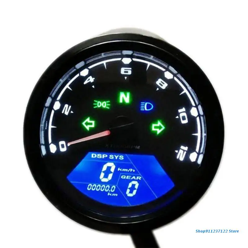 

P82B Universal Digital Motorcycle LCD Screen Speedometer Odometer Techometer Gauge Dual Speed