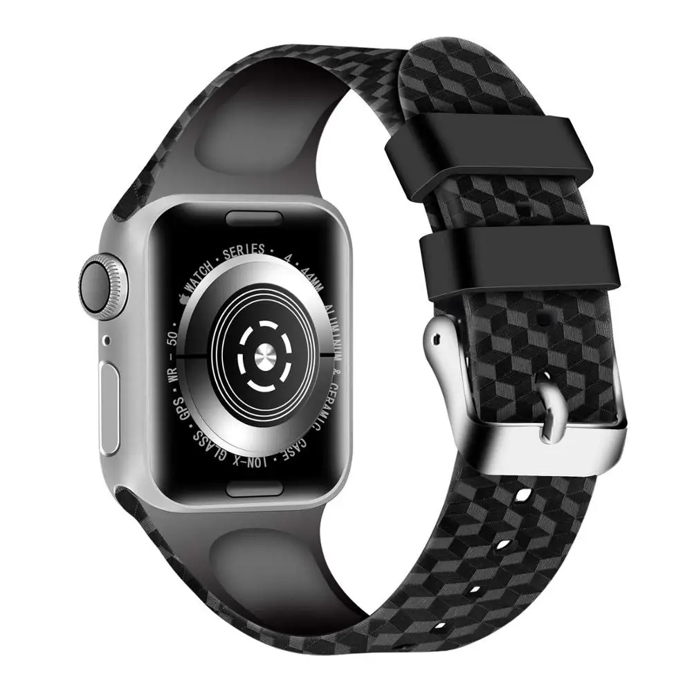 Силиконовый ремешок для Apple watch 6 band 44 мм 40 спортивный браслет с 3d текстурой iWatch 38 42 series 3 4 5 se 6|Ремешки часов| |