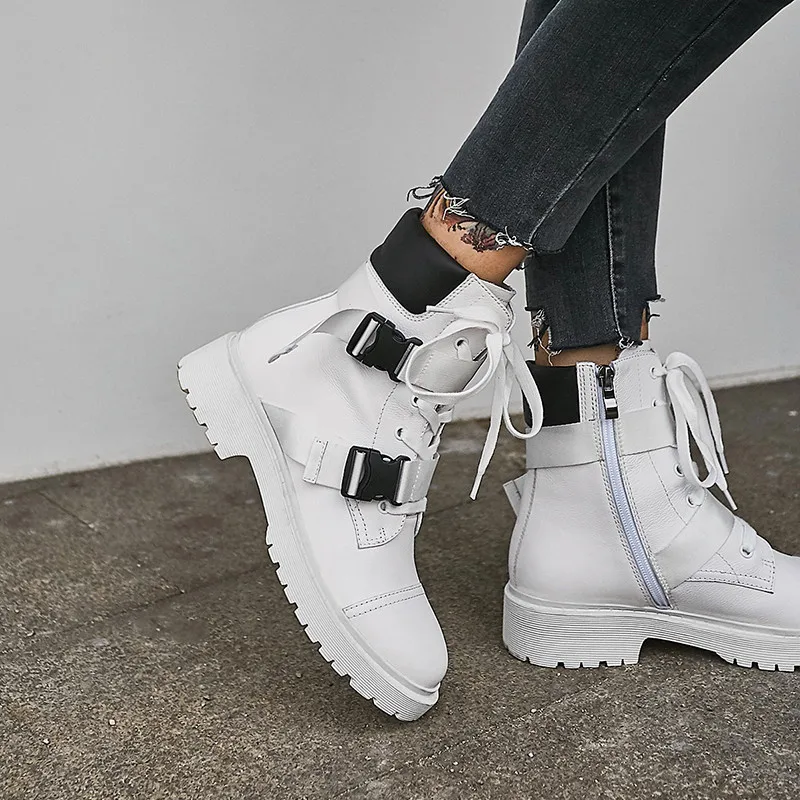 Женские ботильоны из натуральной кожи с круглым носком разные цвета|Женские