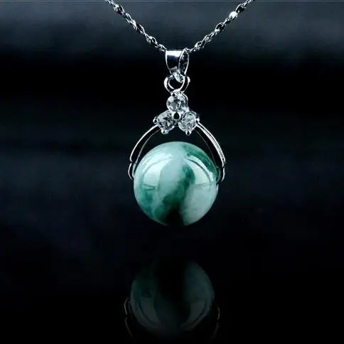 

S925 sterling silver inlaid with jadeite transfer bead pendant Lutong jewelry free shipping