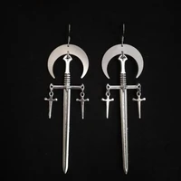 witch moon earringsvampire earrings crescent moon sword long goth gothic witchy celestial jewelry moon 2020