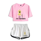 Новинка 2021, женский спортивный костюм с маленькими кошмарами, комплект из двух предметов, летний короткий топ с коротким рукавом и шорты, Женский комплект с ужасными приключениями