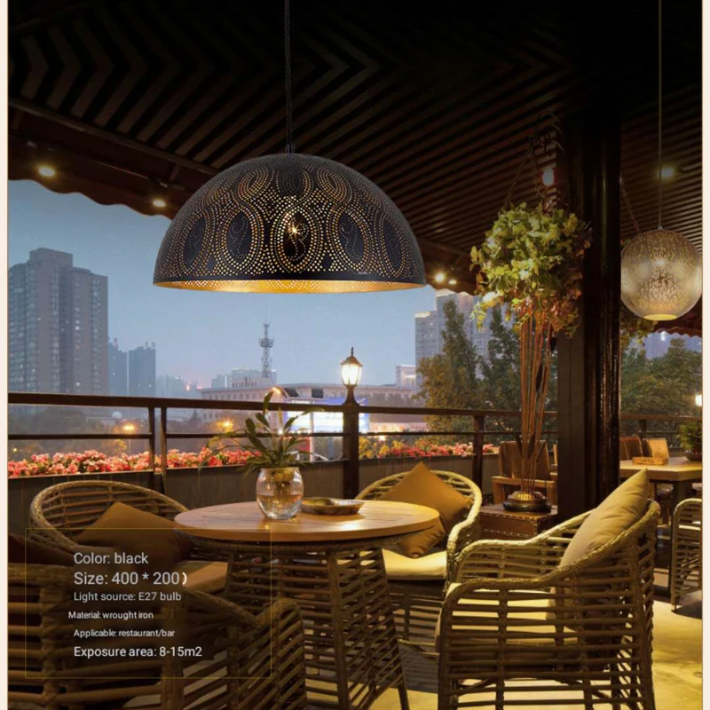 

Retro industrial wind chandelier restaurant entrance bar American handmade hollow iron chandelier designer personality lamps
