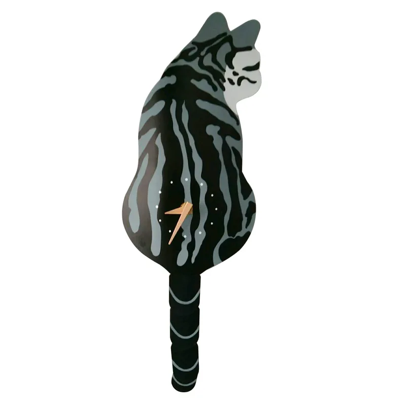 Gray cat Креативные настенные часы, озорной кот, вогнутый хвост, яркие, сделай сам, для гостиной, для дома, настенные украшения, модные часы, детский подарок, забавные игрушки для кошек - Цвет: Gray cat