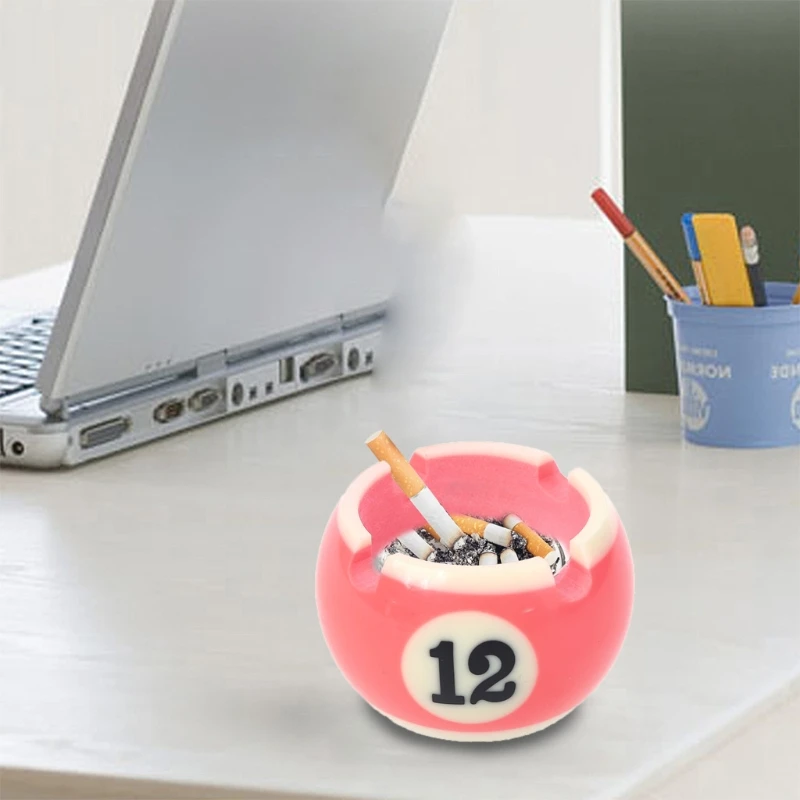 

Billiards Ball Ashtray Resin Round Cigarette-ash Tray Cigar Accessories Decor Gift for Men Women Indoor Outdoor Use