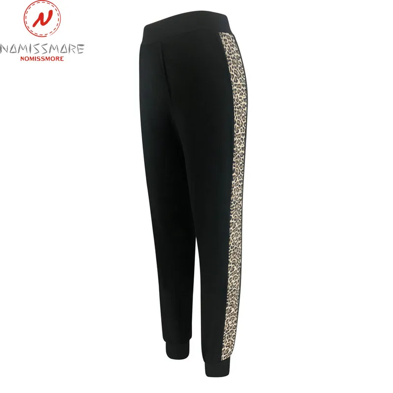 

Women Autumn 2 Piece Outfits for Streetwear Leopard Patchwork Design Hoodies Decor Slim Zipper Top+Elastic Waist Pencil Pants