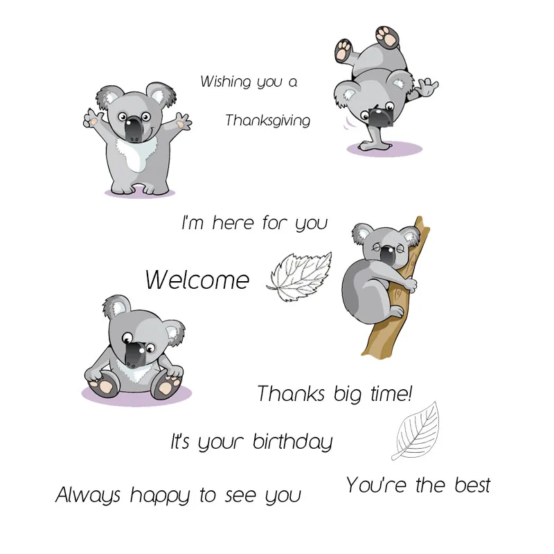 Милый прозрачный штамп с изображением медведя коала печать для скрапбукинга DIY