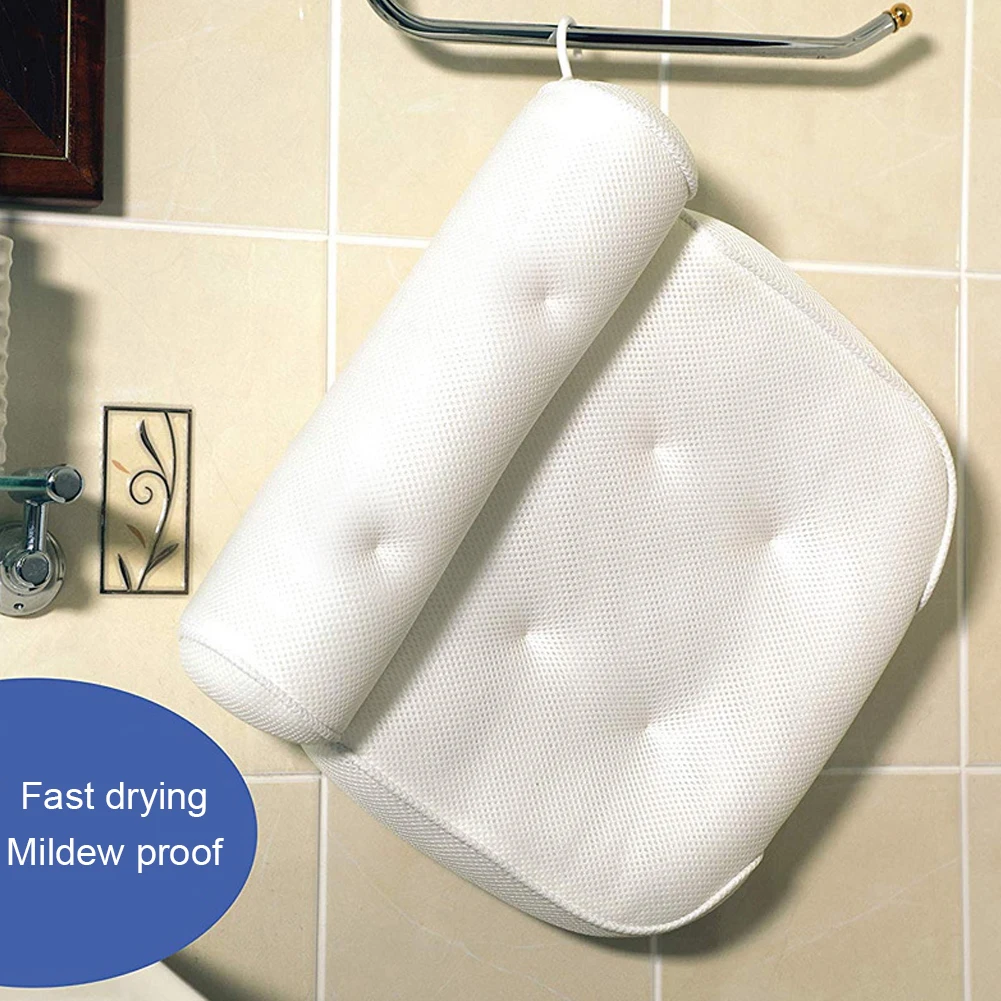 spa bath pillow bathtub pillow with suction cups neck back support thickened bath pillow for home spa tub bathroom accessories free global shipping