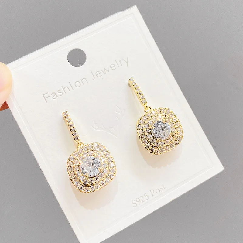 

Wholesale S925 Silverss Needle Micro-Inlaid Zirconia Stud Earrings Women's Fine Fashion Jewelry Gift