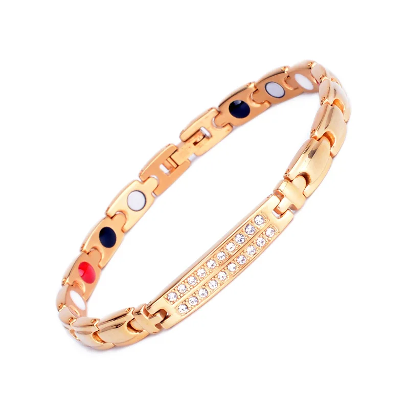 

Women's Titanium Steel Magnetic Therapy Negative Ion Energy Anti Radiation Fatigue Pain Snoring Acupoint Massage Bracelet