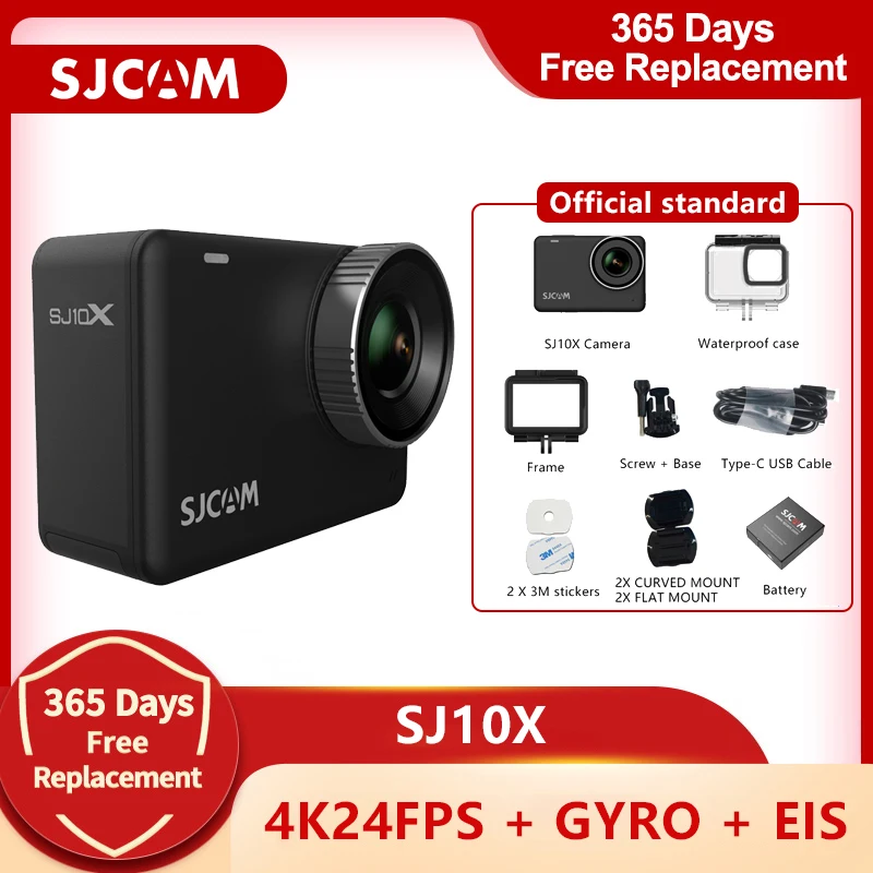 Оригинальная Экшн-камера SJCAM SJ10X SJ10 X 4K 24FPS 10M Корпус Водонепроницаемый WiFi 2,33 сенсорный экран гироскоп стабилизация 7-слойный объектив DV - изображение