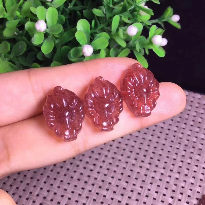 Натуральный красивый клубничный Кристалл Камень ручной работы милый с девятью
