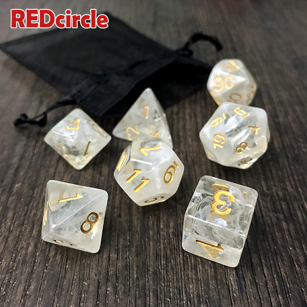 Абсолютно новый набор игральных костей из 7 штук с эффектом туманности Poker D & d D4 d6