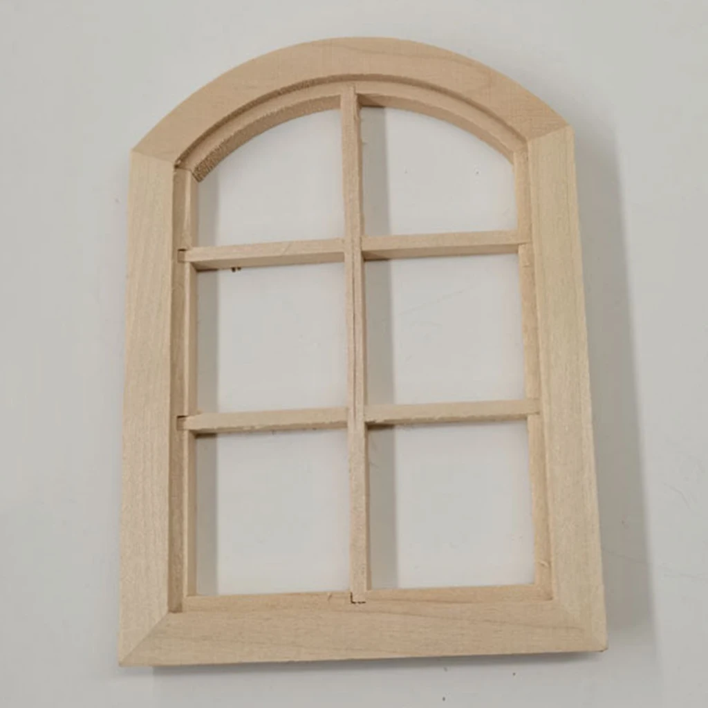 

1/12 Dollhouse Birch Mini 6 Grid Windows Model Kids Toy for Miniature House Room Decor