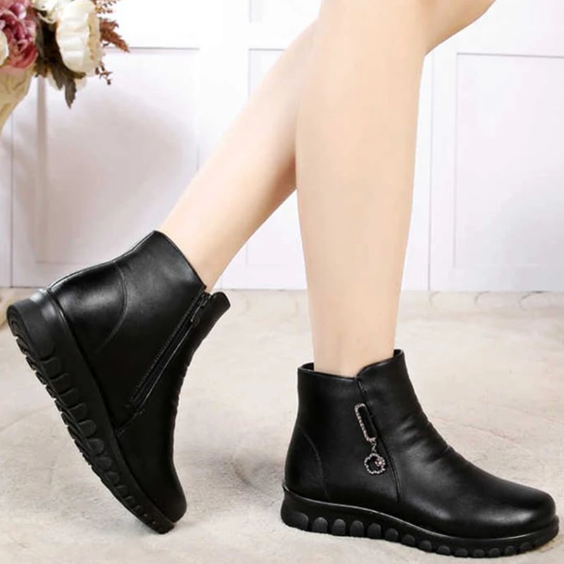 Модная одежда для мамы ботильоны на высоком каблуке с плюшевой подкладкой