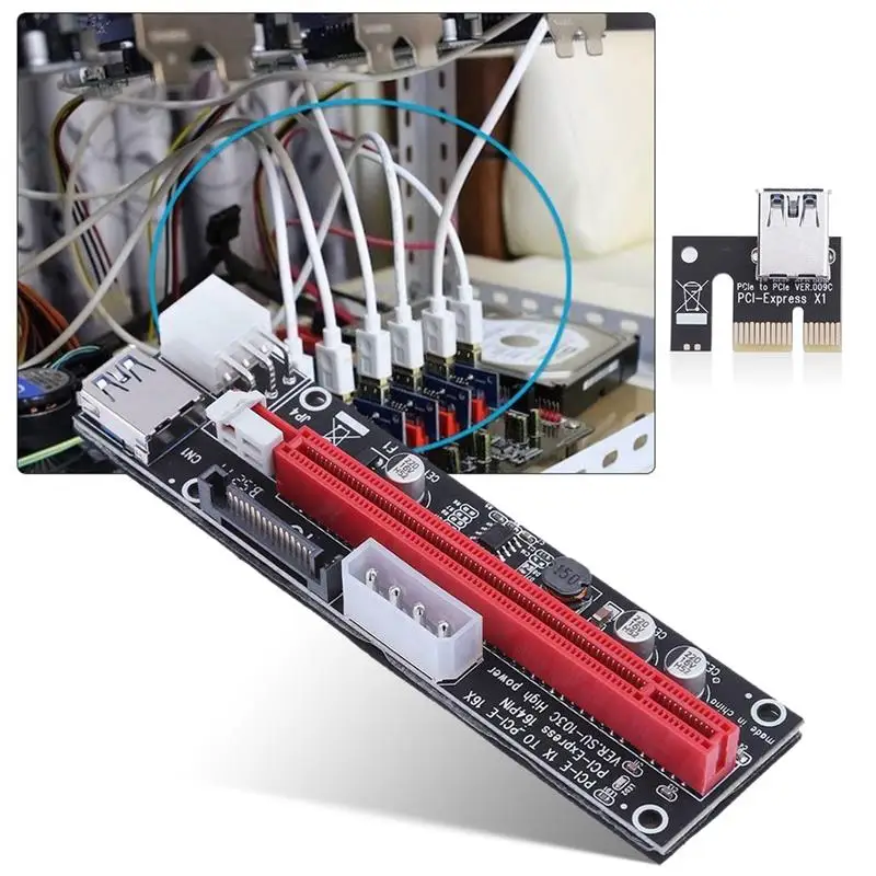 PCI E 1X до 16X карта расширения SATA 15PIN 4Pin 6Pin питания Express адаптер для внешней