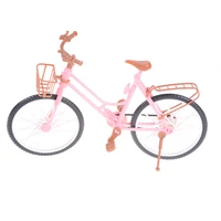 1pcs 26817cm plastic with basket pink bicycle detachable bike for dolls accessories
