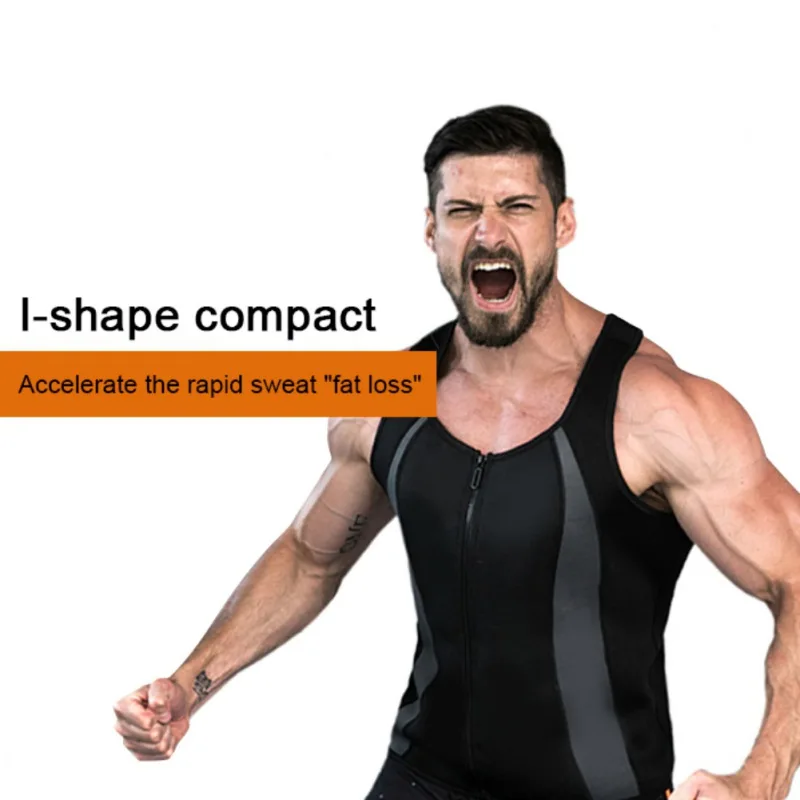 Мужской непреновый жилет для сауны на молнии костюм корсет коррекции фигуры