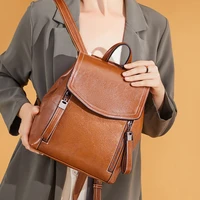 genuine leather women backpack vintage cowhide messenger bag for girls small fashion female shoulder bags multi purpose bolso
