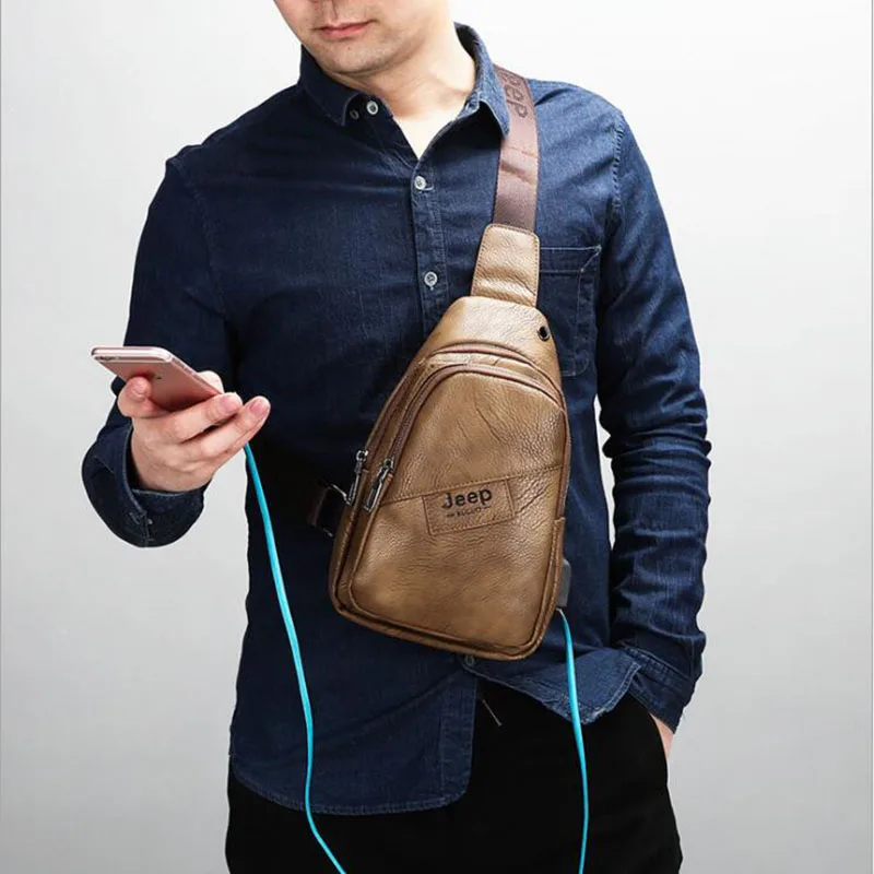 

2021 Hot Sales Sports Bag Fashion Men's Bags Leather Sling Zipper Pack Chest Shoulder Crossbody Bag Biker Satchel Men Briefcases