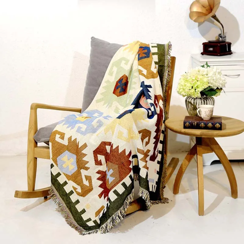 2 Nordic Knitted Couch Armchair Tassels Blanket Pet Dog Sleeper Sofa Mattress Protector Plaid Coverlet - Цвет: 2