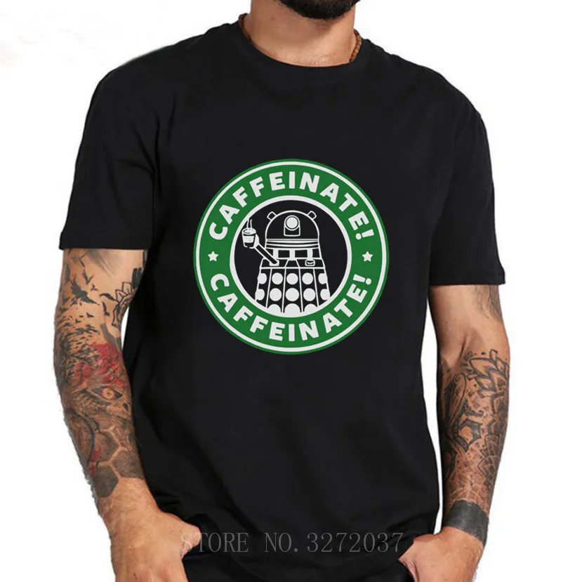 Doctor who Caffeinate футболка 2019 Модные мужские с коротким рукавом вырез лодочкой удобные