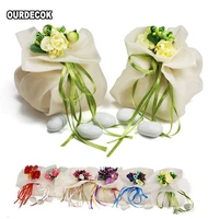100 pieces creative wedding candy bag with flowers ribbon birthday chocolate souvenir gift bags wedding decoration