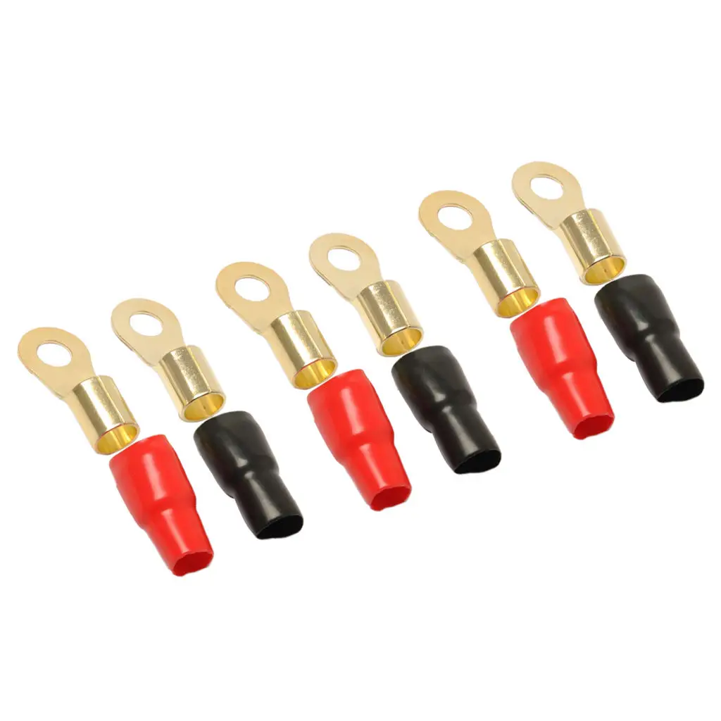 

3 Pairs 1/0 AWG Car Audio Power Ground Wire Ring Terminal Connector Brass