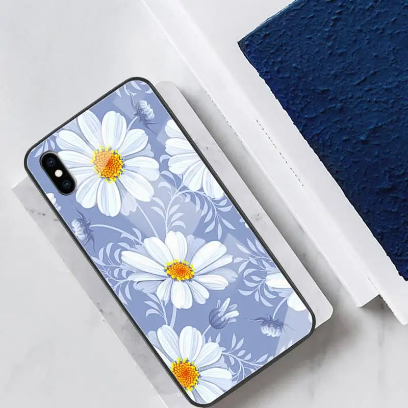 

Flower Phone Case For Iphone 12Pro Max Case Beauty Coque Fundas For I Phone 12 Mini Cases Glass Shell For Iphone 12 Pro Max