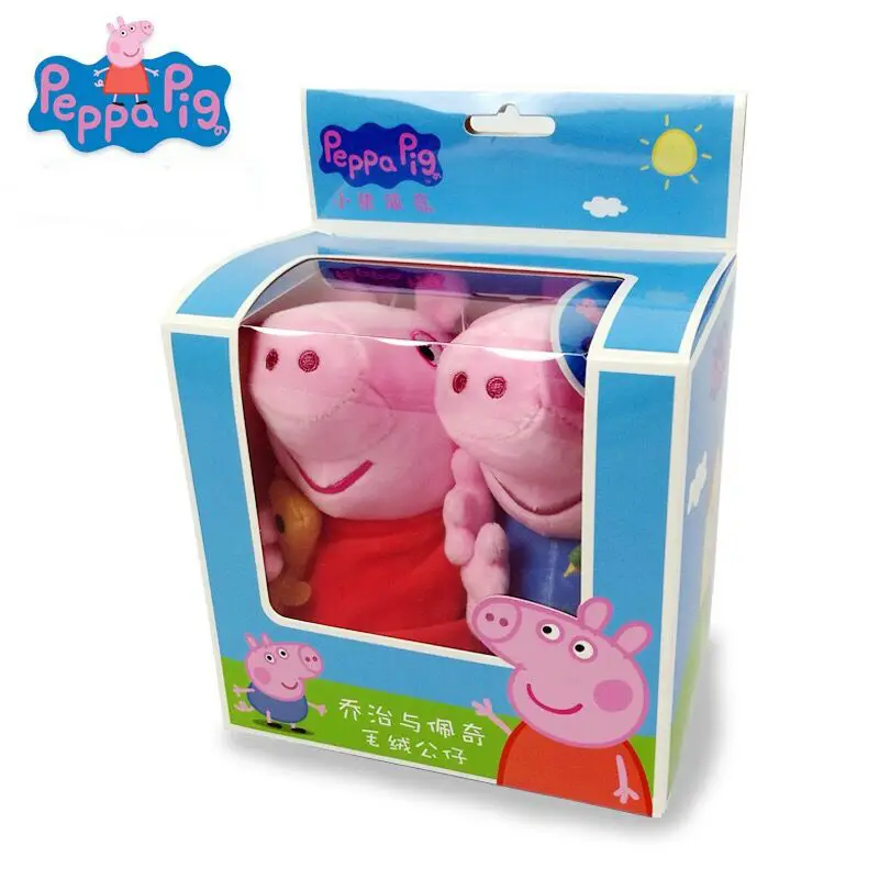 Оригинальная коробка! 2 шт./компл. 19 см из натуральной Peppa Pig Мягкие плюшевые