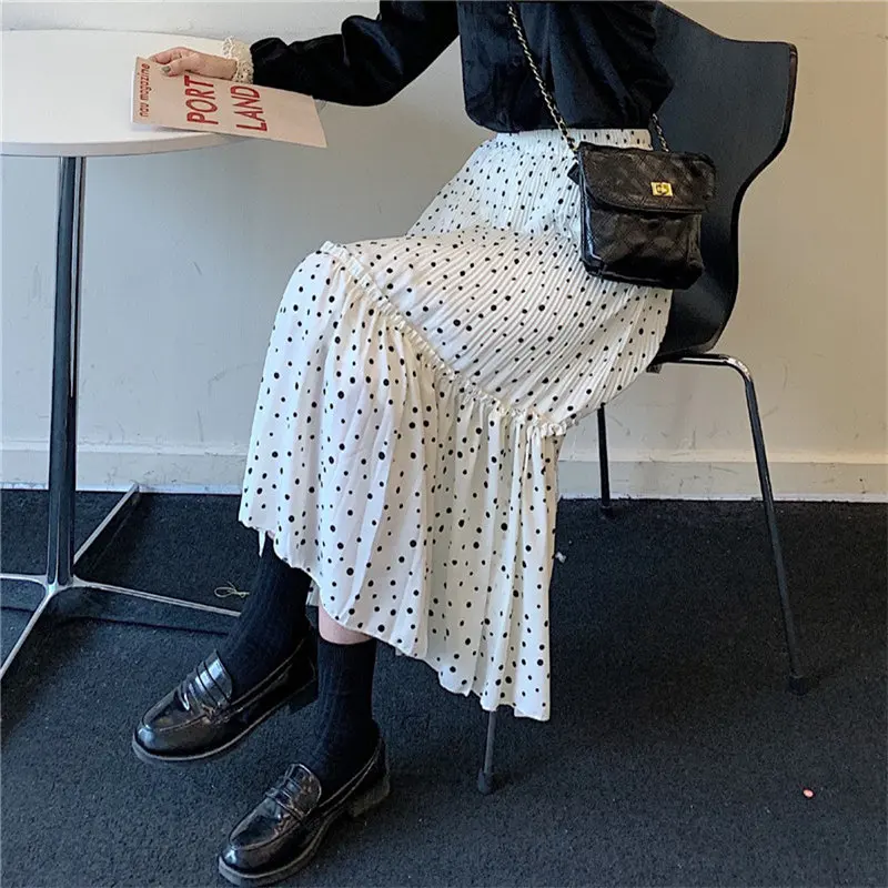 Новинка 2020 винтажная шифоновая юбка Hzirip в горошек с цветочным рисунком шикарная