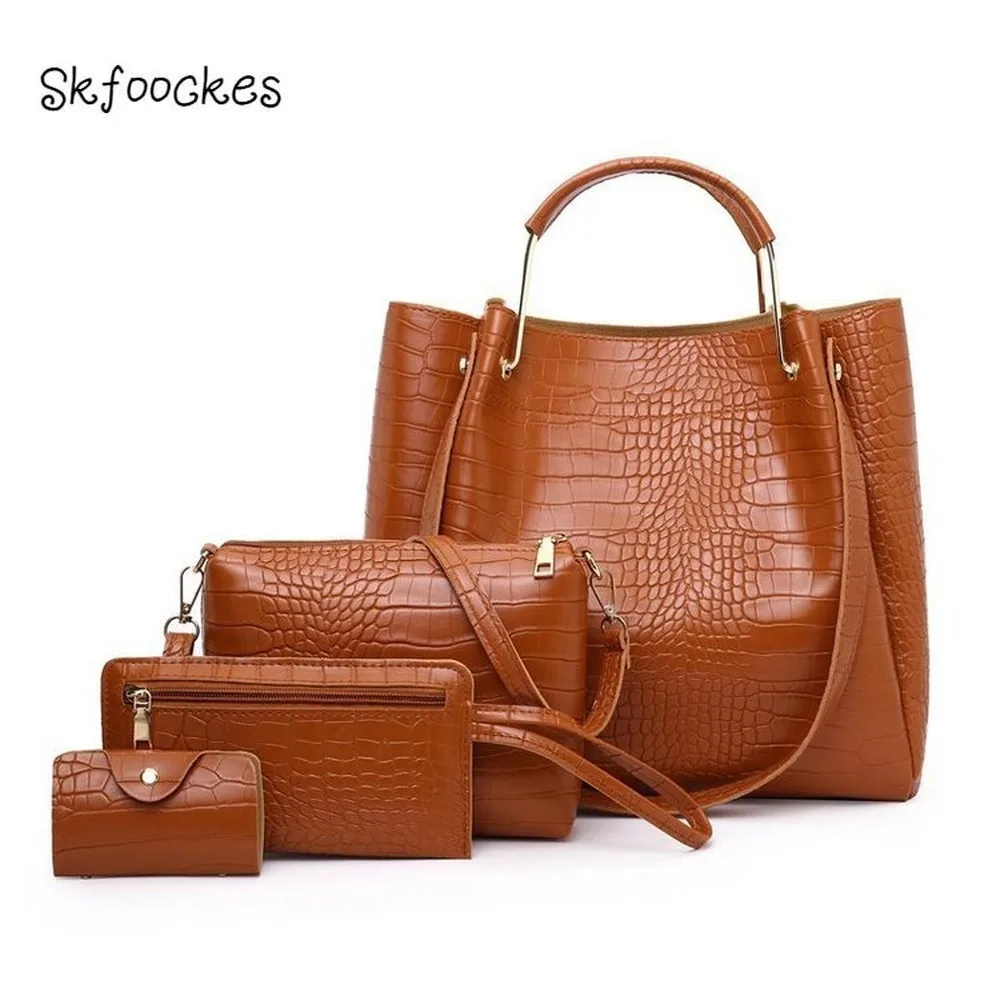 Сумки Skfoockes новинка 2020 года модная женская сумка с крокодиловым узором четыре