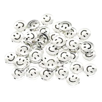 15pcs antique silver smiley face beads charms alloy metal round pendants for diy handmade jewelry accessories making 1010mm