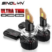 sinolyn 50w canbus led bulb h7 h4 h1 h11 d2 9005 9006 p1 ultra thin 1mm turbo led car lamps for headlight projector light 8700lm