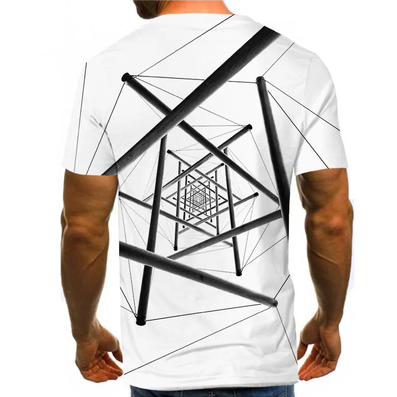 

Men Graphic T Shirts Round Neck 3D Print Short Sleeve Daily Tops Lines Abstract Tees