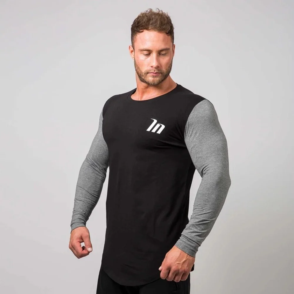 _ Спортивная хлопковая футболка для бега Мужская тренажерного зала и фитнеса в